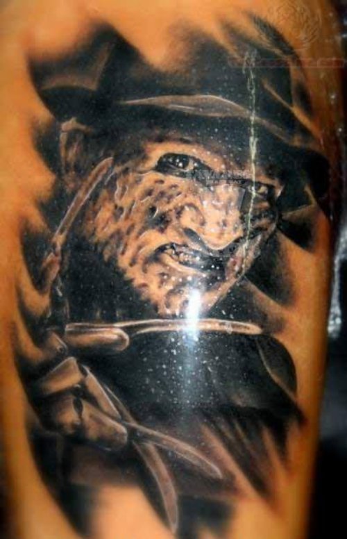 Black Ink Freddy Krueger Tattoo Image